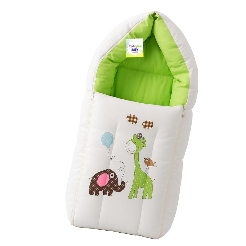 Toddylon Flat Bed Baby Carry Bags New Born Baby Bed | Bedding Set | Carry Bed | Carrier | Holder | Mattress | Infants Boys Girl (0-6 Months) Green - Image 1