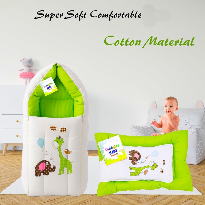 Toddylon Flat Bed Baby Carry Bags New Born Baby Bed | Bedding Set | Carry Bed | Carrier | Holder | Mattress | Infants Boys Girl (0-6 Months) Green - Image 3