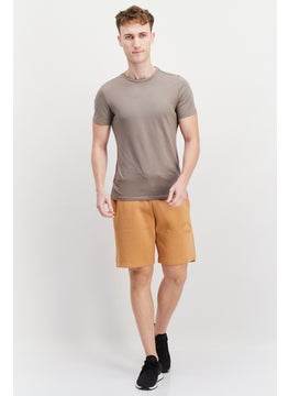 Blank Essentials Men Brand Logo Basic Shorts, Camel  - Image 4