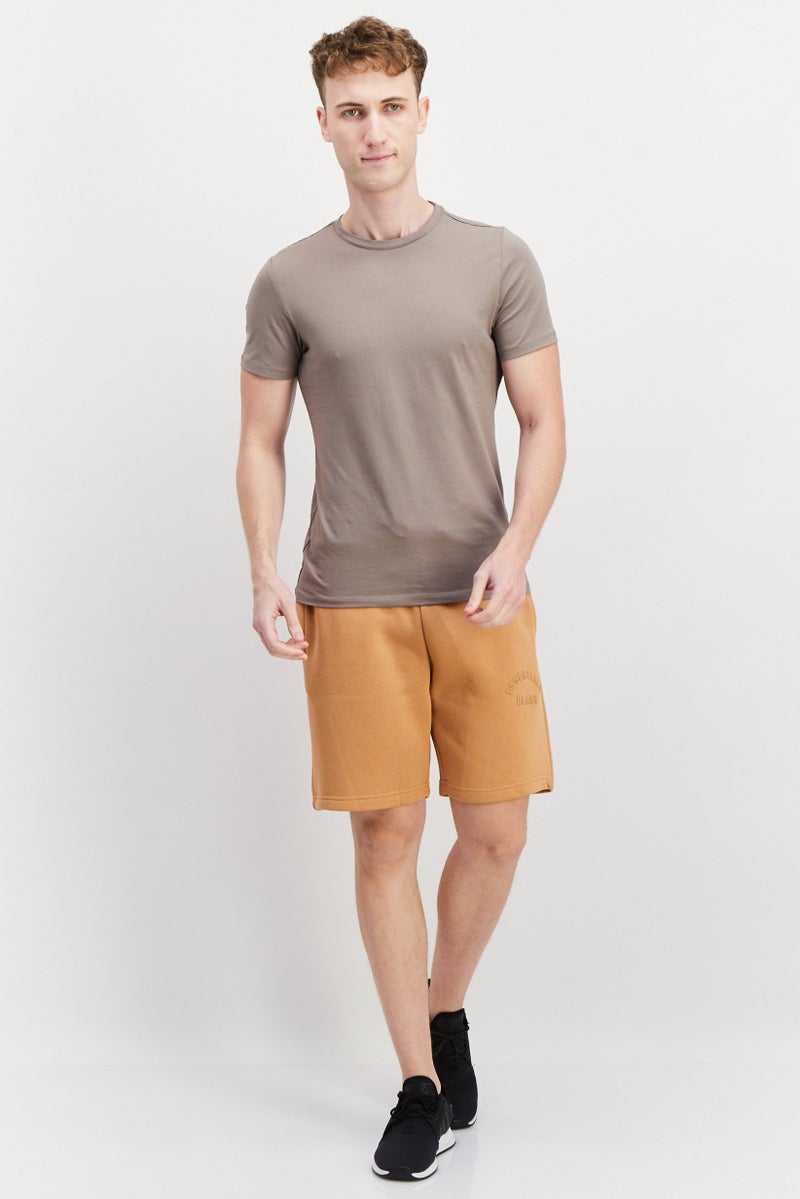 Blank Essentials Men Brand Logo Basic Shorts, Camel - Image 4