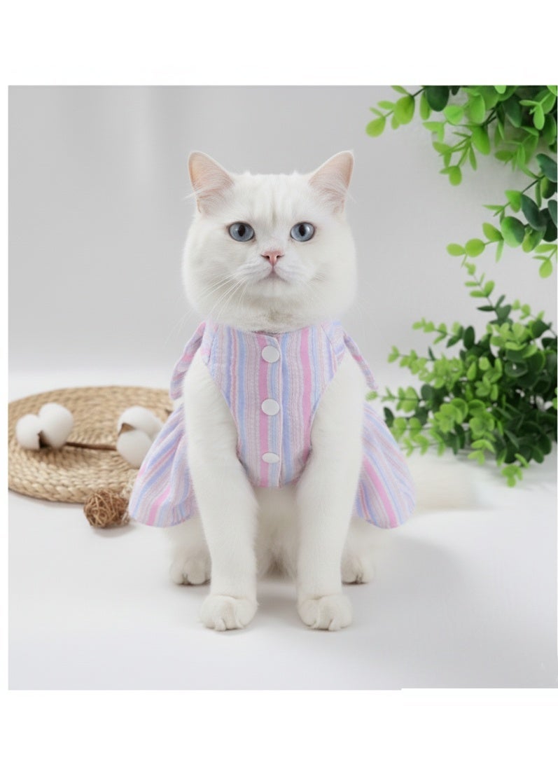 A.M Small Dog Harness Dress and Leash Set Cute Bowknot Puppy Cat Princess Dress Girl Pet Dog Clothes Soft Mesh Floral Print Female Dog Dress for Shihtzu, Papillon etc (Size: L, Chest: 45cm) - Image 2