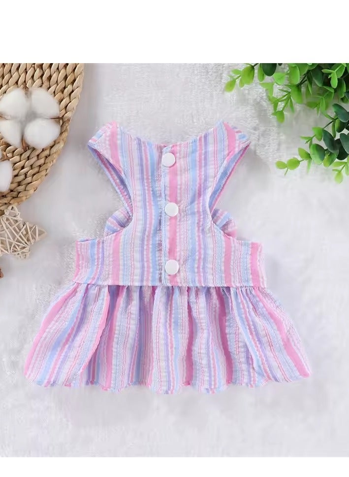 A.M Small Dog Harness Dress and Leash Set Cute Bowknot Puppy Cat Princess Dress Girl Pet Dog Clothes Soft Mesh Floral Print Female Dog Dress for Shihtzu, Papillon etc (Size: L, Chest: 45cm) - Image 4