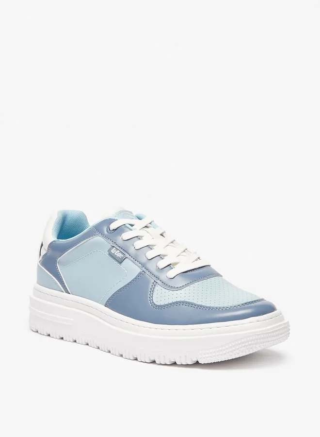 Lee Cooper Mens Solid Casual Sneakers With Lace-Up Closure
