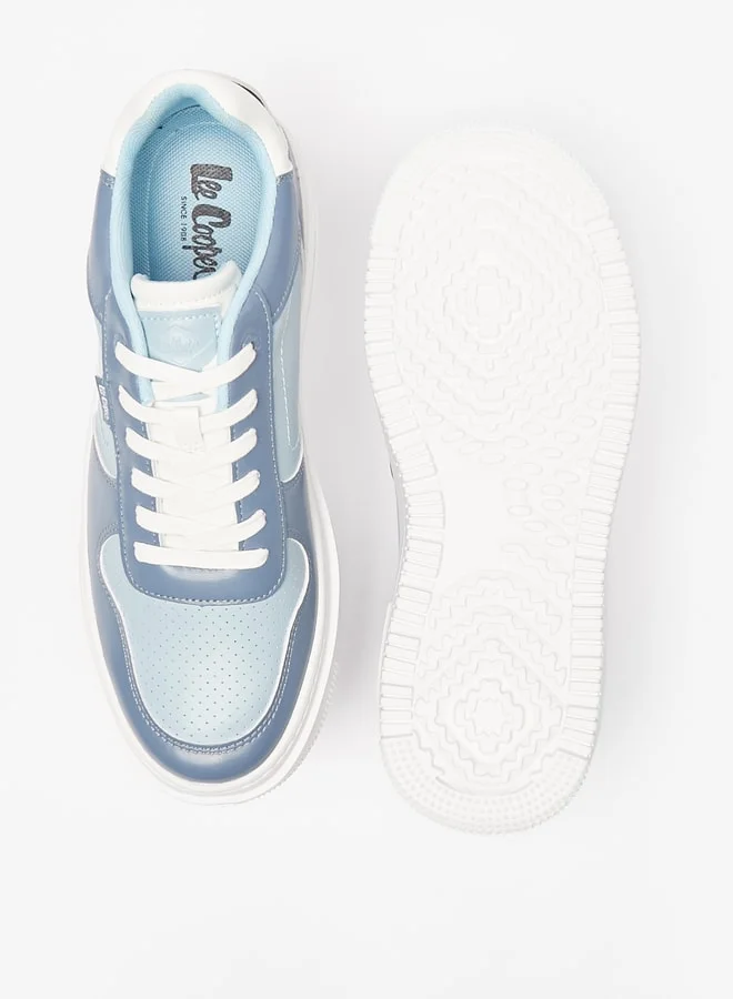 Lee Cooper Mens Solid Casual Sneakers With Lace-Up Closure