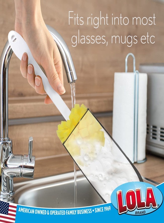 Lola Products The Original Flower Shaped Kitchen Foam Sponge Puff Bottle Brush W/ Plastic Non-Slip Grip Handle Non-Scratch Bottle Cleaner - Light Duty Cleaning, Dishwasher Safe - Image 2