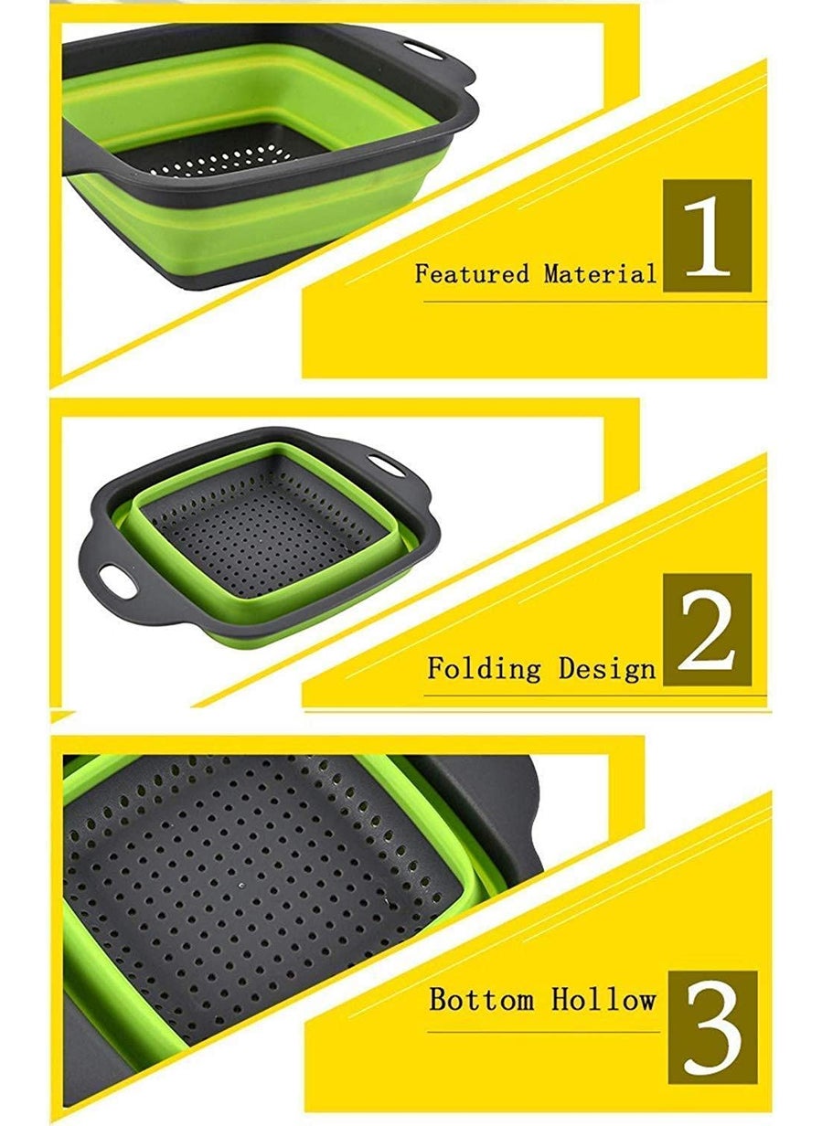 Ekdant Ekdant Silicone Square Folding Drain 1 Pcs Food Strainer Collapsible Colander Vegetable Fruits Washing Strainer Kitchen Basket  - Image 4