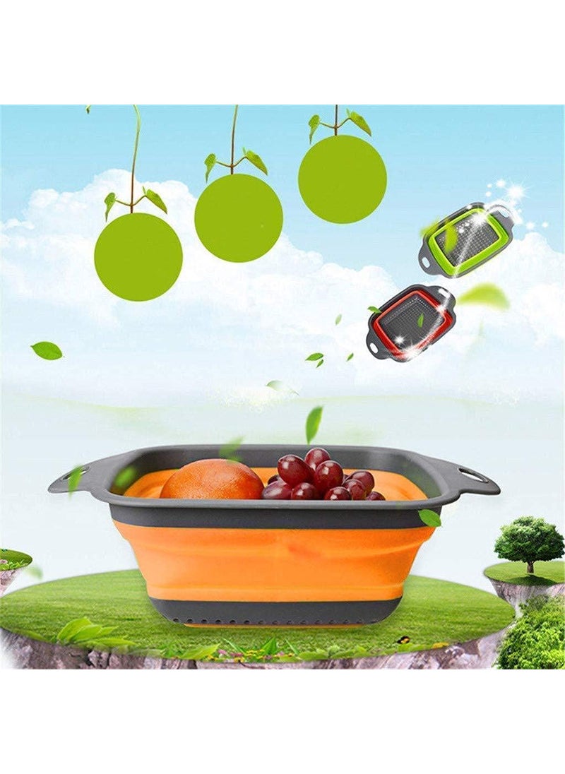 Ekdant Ekdant Silicone Square Folding Drain 1 Pcs Food Strainer Collapsible Colander Vegetable Fruits Washing Strainer Kitchen Basket  - Image 3