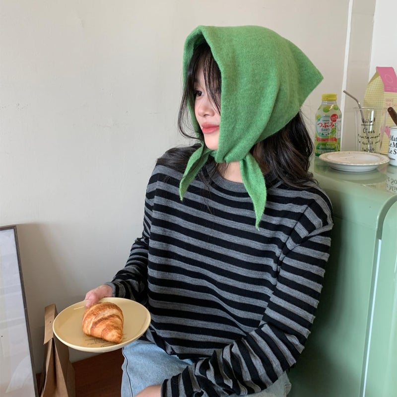 TYATVS Knit Triangle Scarf for Women Knitted Head Scarf Y2k Bandana Fisherman Downtown Girl Aesthetic Accessories - Image 5