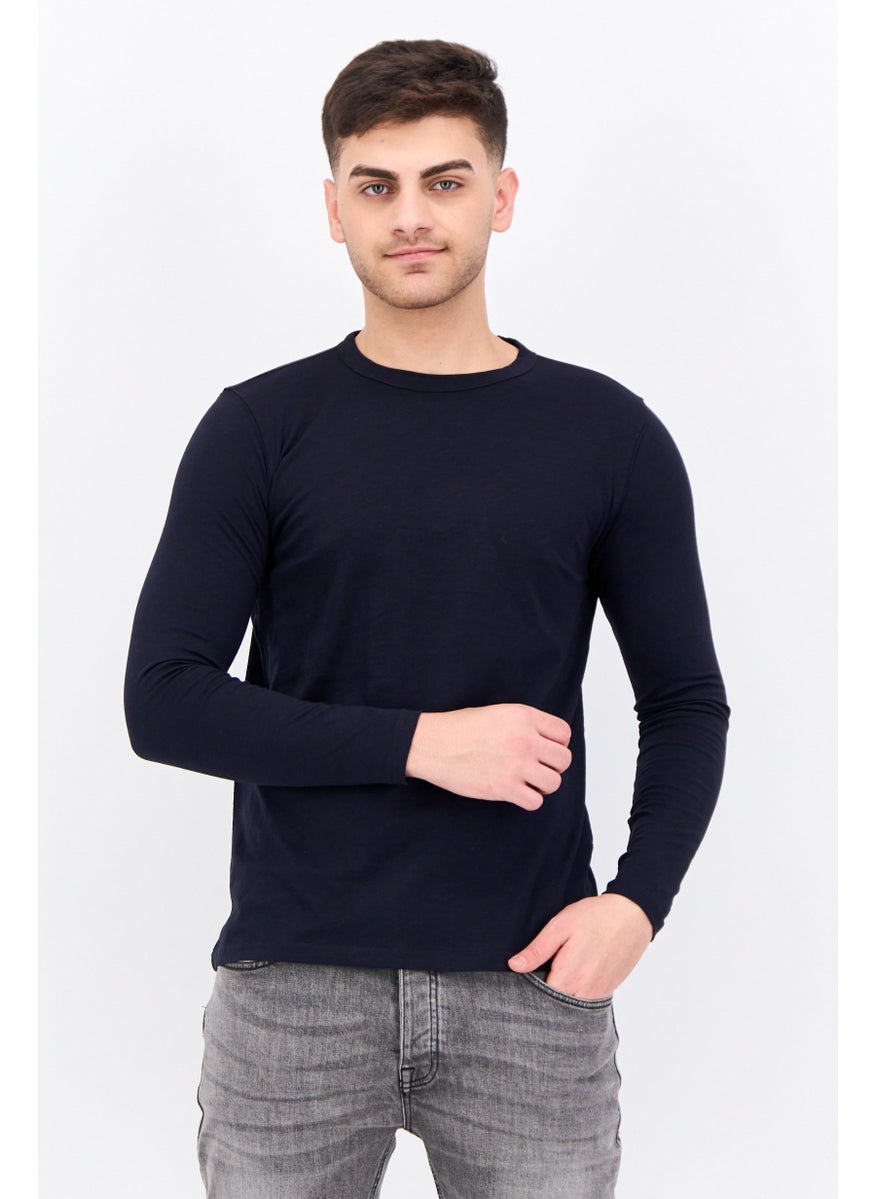 Men Crew Neck Long Sleeves Heather T-Shirt, Dark Navy - pzsku/Z0C94AC89E8F875D5F925Z/45/_/1738678448/15c6ef44-1f7c-4967-b074-650baff324b2