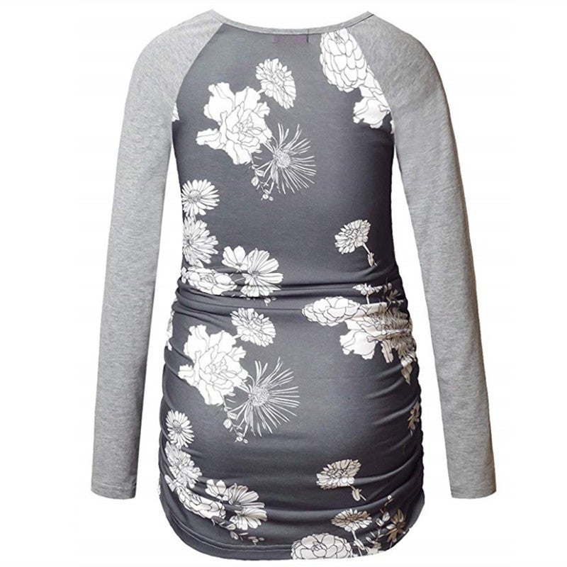 wish AliExpress ebay mother and baby models 2019 autumn and winter new fashion printing pregnancy and long-term T-shirt tide gray M - Image 3