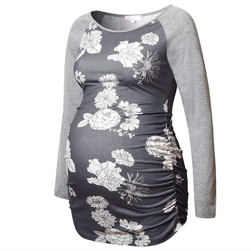 wish AliExpress ebay mother and baby models 2019 autumn and winter new fashion printing pregnancy and long-term T-shirt tide gray M - Image 1