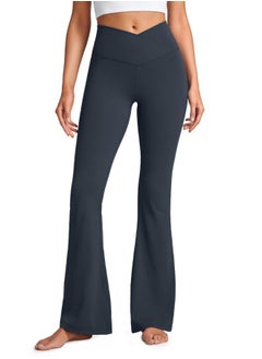 CRZ YOGA Butterluxe Crossover Flare Leggings for Women 31" - High Waist V Cross Bootcut Bell Bottoms Tummy Control Yoga Pants True Navy Medium  - Image 1