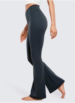 CRZ YOGA Butterluxe Crossover Flare Leggings for Women 31" - High Waist V Cross Bootcut Bell Bottoms Tummy Control Yoga Pants True Navy Medium  - Image 3