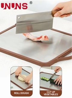 UNUNS Double Sided Cutting Board,304 Stainless Steel Cutting Boards for Kitchen with Juice Groove, Dishwasher Safe, Knife friendly, Grinding Area 41*30.5 CM  - Image 5