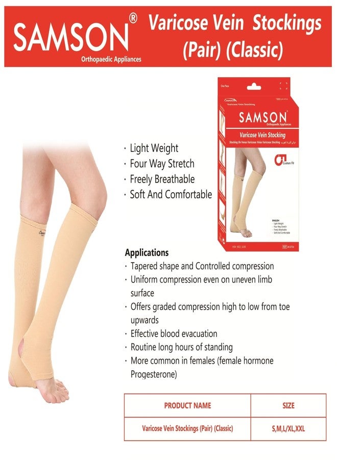 Samson Orthotics Samson Varicose Vein Stockings (Classic) (Pair) - For Varicose Veins, Blood Pools, Congestion, Spider Veins, DVT, Lymphedema (For Women & Men) (Thigh High (Above Knee), Medium) - Image 5