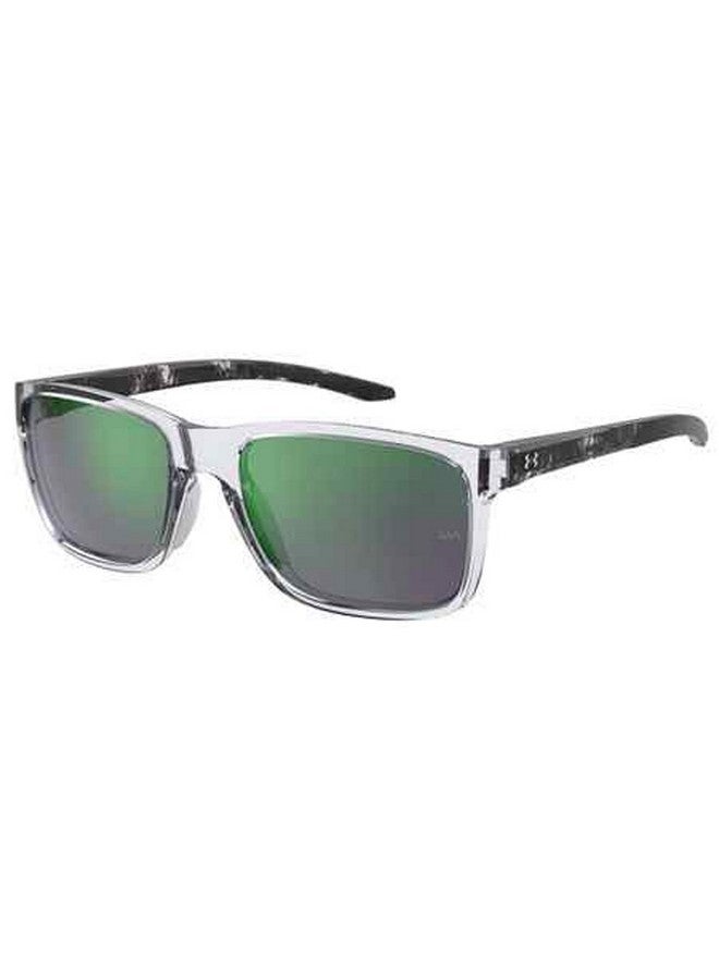 UNDER ARMOUR Ua0005S Hustle 0Mngz9 58Mm Crystal Blackgreen Multi Polarized Rectangular Sunglasses For Men + Bundle With Designer Iwear Eyewear Kit - Image 1