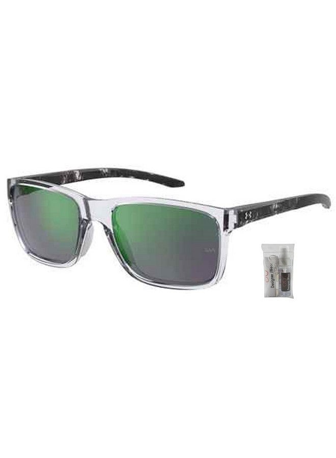 UNDER ARMOUR Ua0005S Hustle 0Mngz9 58Mm Crystal Blackgreen Multi Polarized Rectangular Sunglasses For Men + Bundle With Designer Iwear Eyewear Kit - Image 2