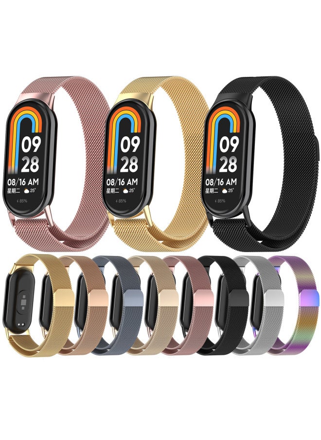 Generic - For Mi Band 9 Strap For XiaomiSmart Band8 Magnetic Loop Milanese Metal Wristband-Color:Space Gray - Image 1