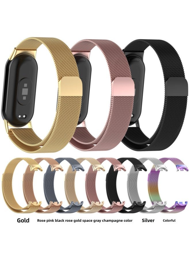 Generic - For Mi Band 9 Strap For XiaomiSmart Band8 Magnetic Loop Milanese Metal Wristband-Color:Space Gray - Image 1