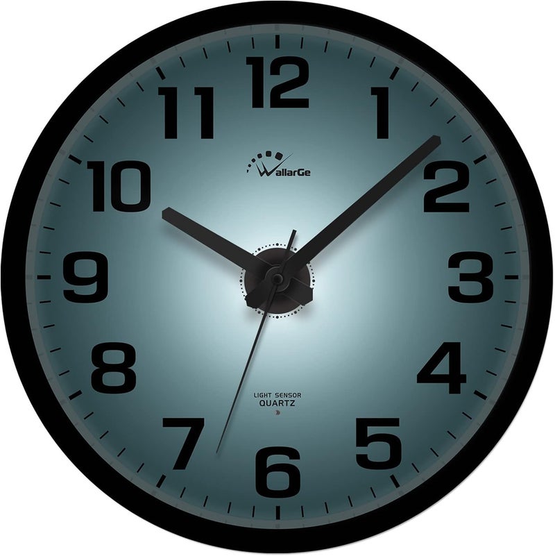 WallarGe Night Light Wall Clock for Bedroom - Silent Lighted up Wall Clock Glow in The Dark, Battery Operated for Living Room/Kitchen, Easy to Read Large Digital Display, 12 Inch - Image 1