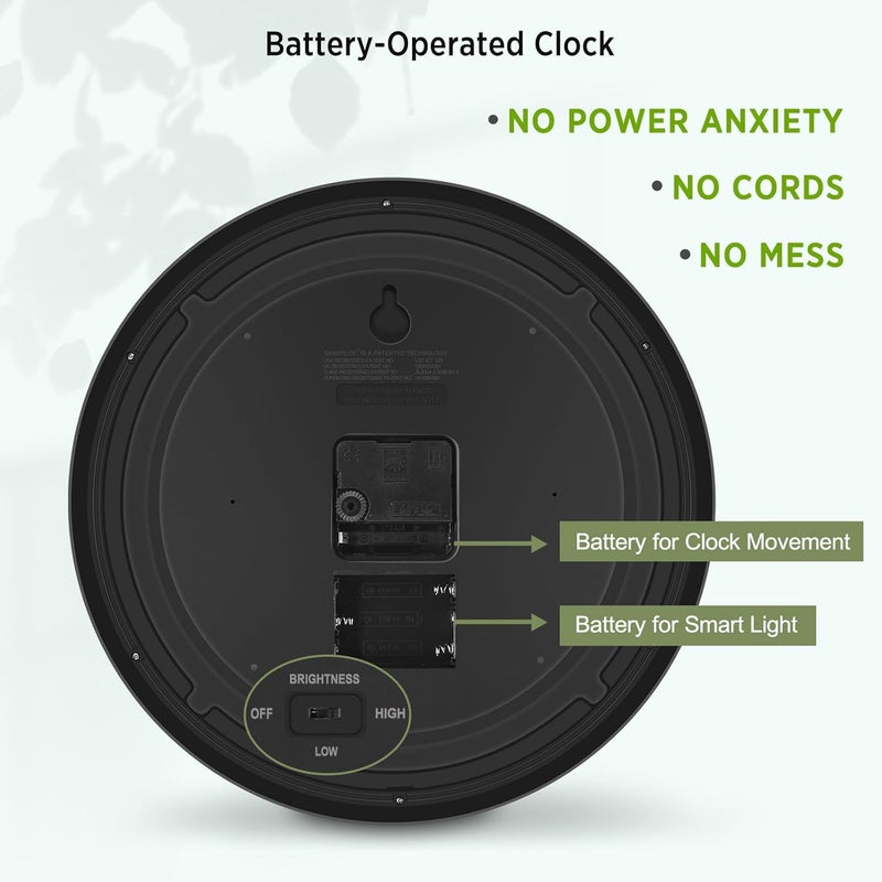 WallarGe Night Light Wall Clock for Bedroom - Silent Lighted up Wall Clock Glow in The Dark, Battery Operated for Living Room/Kitchen, Easy to Read Large Digital Display, 12 Inch - Image 5