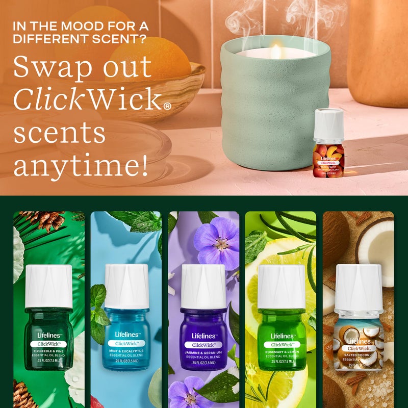 Lifelines ClickWick Essential Oil Blends for Lifelines Diffusers, 3-Pack Peach Velvet Set â€“ Essential Oil Blend Refill for Candle, Plant & Shower Aromatherapy Diffuser â€“ Fragrance for Diffusers - Image 5