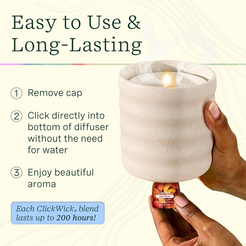 Lifelines ClickWick Essential Oil Blends for Lifelines Diffusers, 3-Pack Peach Velvet Set â€“ Essential Oil Blend Refill for Candle, Plant & Shower Aromatherapy Diffuser â€“ Fragrance for Diffusers - Image 4