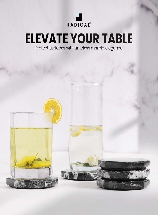 Radicaln Marble Coasters Star 3.5" Inches Black Handmade Stone Drink Coasters Set of 6 for Coffee Table and Dining Table Decor, Ideal Coaster Plates for Christmas Decor - Image 3