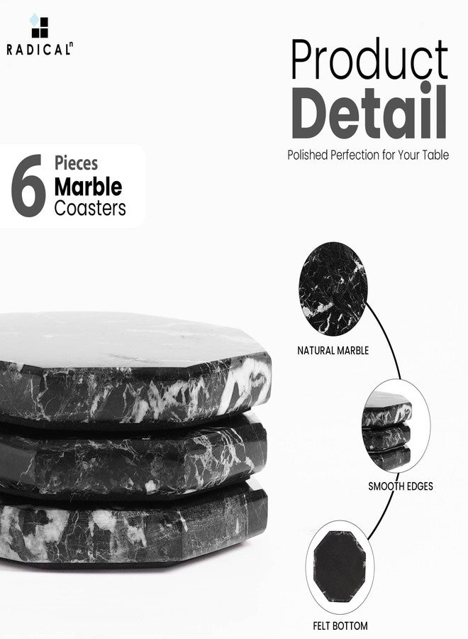 Radicaln Marble Coasters Star 3.5" Inches Black Handmade Stone Drink Coasters Set of 6 for Coffee Table and Dining Table Decor, Ideal Coaster Plates for Christmas Decor - Image 5