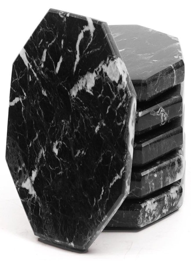 Radicaln Marble Coasters Star 3.5" Inches Black Handmade Stone Drink Coasters Set of 6 for Coffee Table and Dining Table Decor, Ideal Coaster Plates for Christmas Decor - Image 1