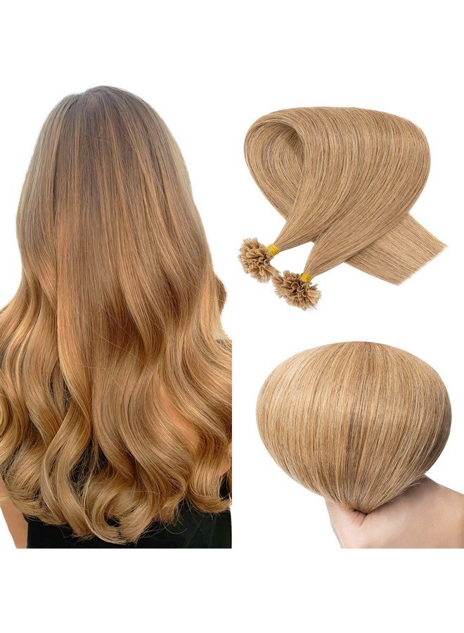 SEGO Ego Nail Tip Remy Human Hair Extensions Pre Bonded U Tip Hair Extensions Human Hair Highlight Silky Straight Hair Extensions 100 Strands/Pack 20 Inch 27 Dark Blonde 50G - Image 2