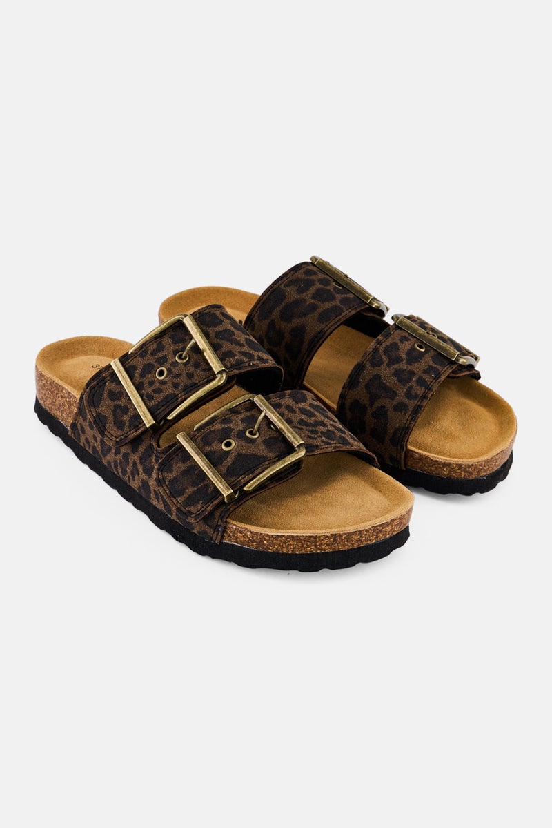 XOXO Women Slip On Animal Print Sandal, Multicolor - Image 1