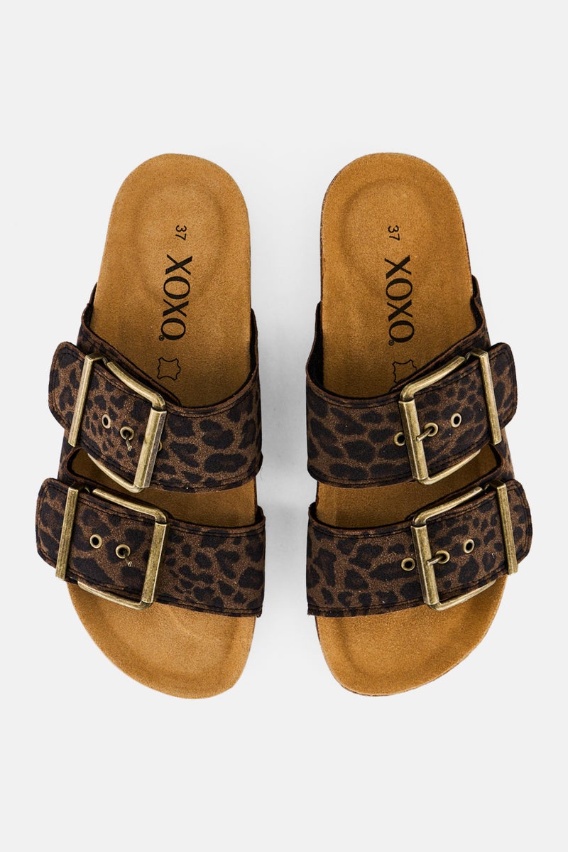 XOXO Women Slip On Animal Print Sandal, Multicolor - Image 4