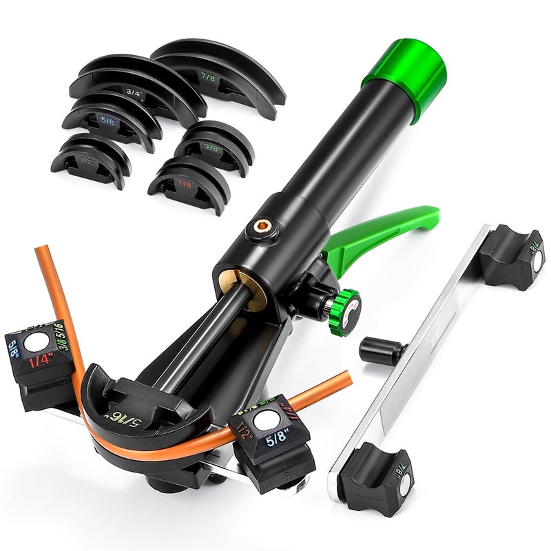مجموعة أدوات ثني الأنابيب الهيدروليكية بونفوازين 1478 لثني أنابيب النحاس أداة ثني أنابيب HVAC بزاوية 90 مع 7 قوالب لإصلاح الثلاجات ومكيفات الهواء