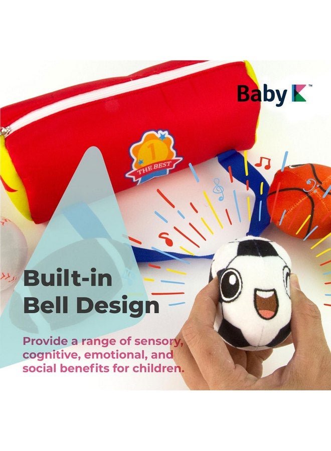 BABY K BABY K My First Sports Bag for Baby with 4 Plush Sports Balls - Rattle Balls for Baby with Soft Football, Basketball, Baseball, Tennis Ball & Soccer Ball for 1 Year Old Toys - Baby Toys for Toddler  - Image 3