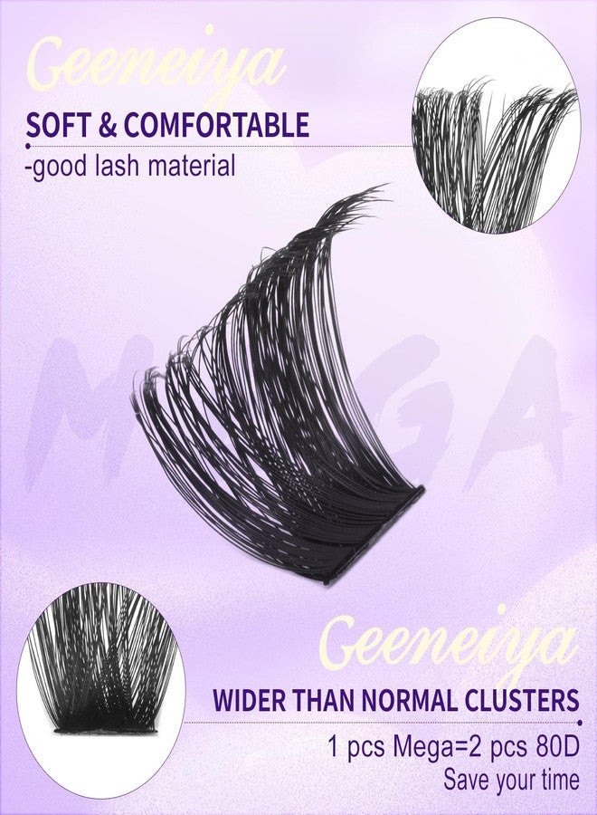 Geeneiya 200D Mega Lash Clusters Volume Eyelash Clusters D Curvature Cluster Eyelash Extensions, 14-16-18MM Mega Lashes - Image 2