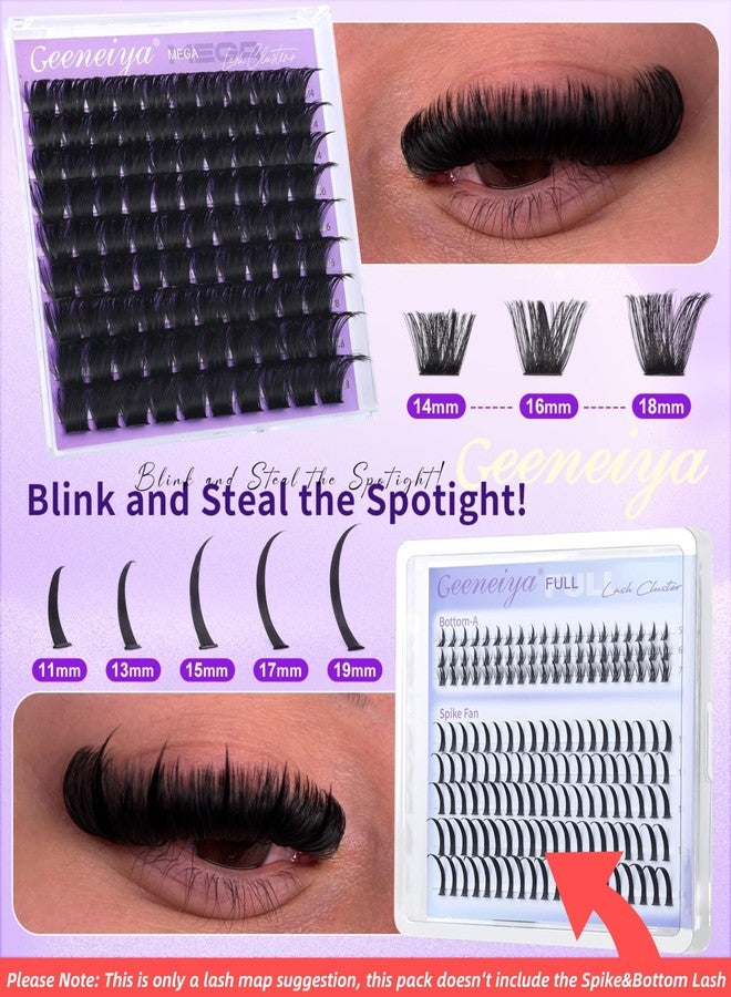 Geeneiya 200D Mega Lash Clusters Volume Eyelash Clusters D Curvature Cluster Eyelash Extensions, 14-16-18MM Mega Lashes - Image 4