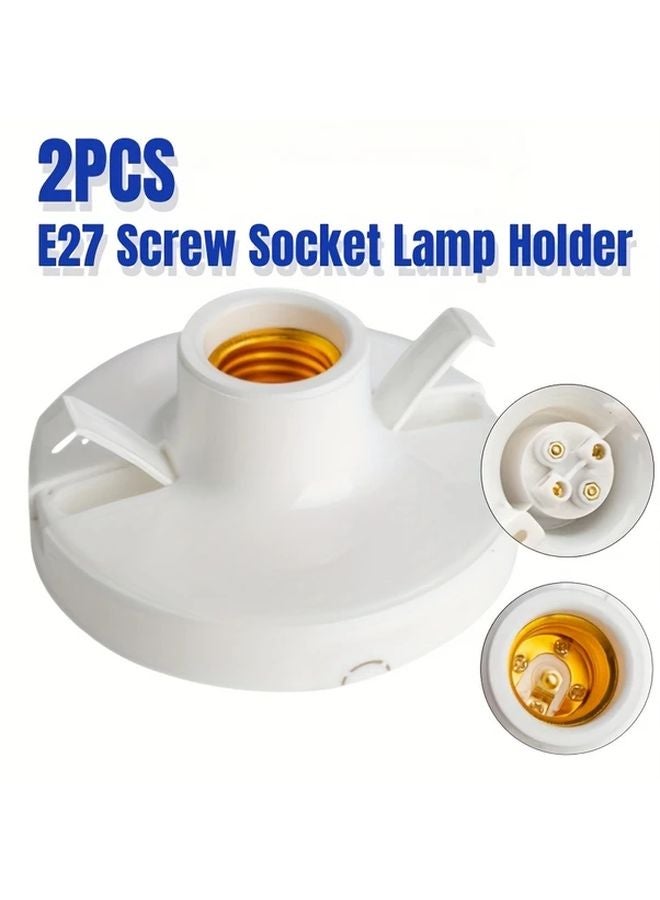 قطعتان من حامل مصباح مقبس برغي E27 تركيب مسطح تصميم مضاد للسقوط 85 فولت 265 فولت أبيض - Image 2