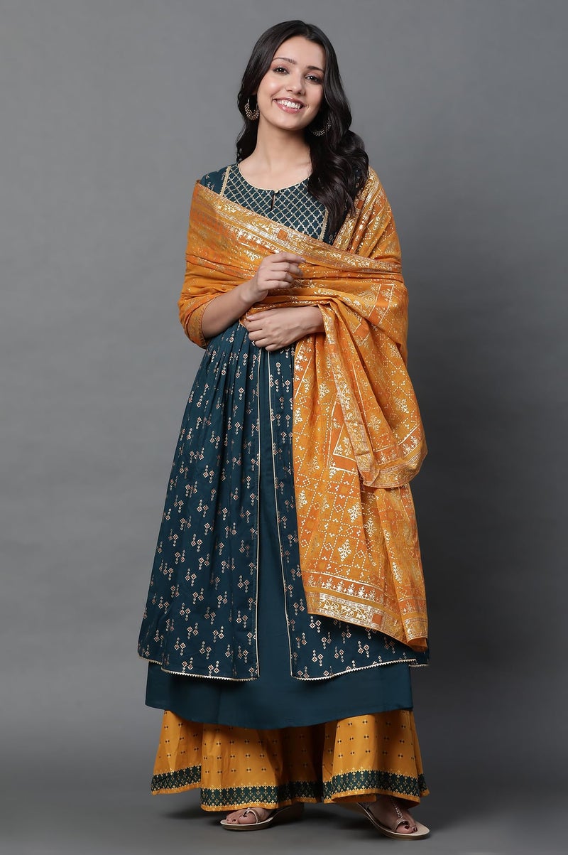 Aurelia Yellow Printed Voile Dupatta - Image 2