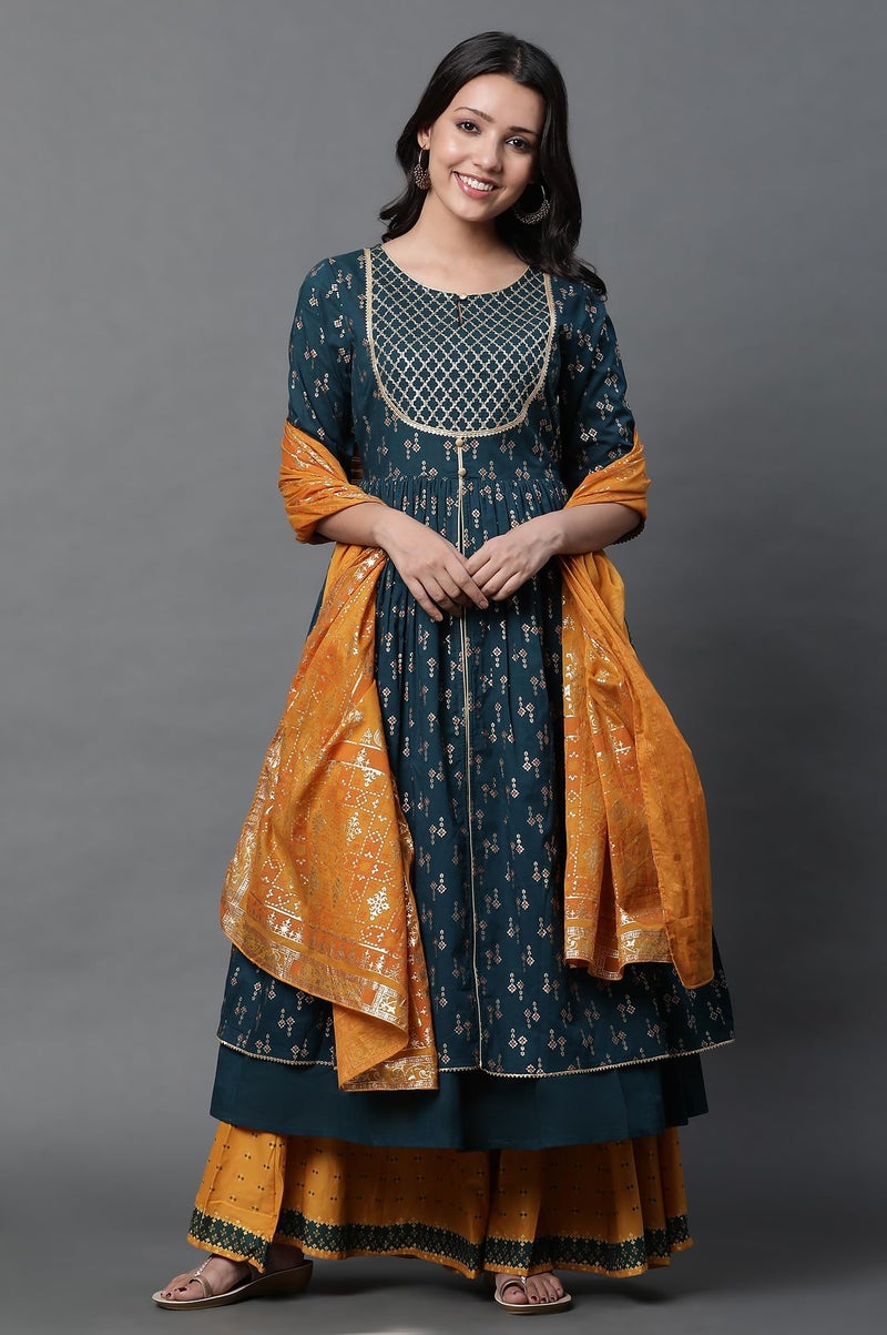 Aurelia Yellow Printed Voile Dupatta - Image 3