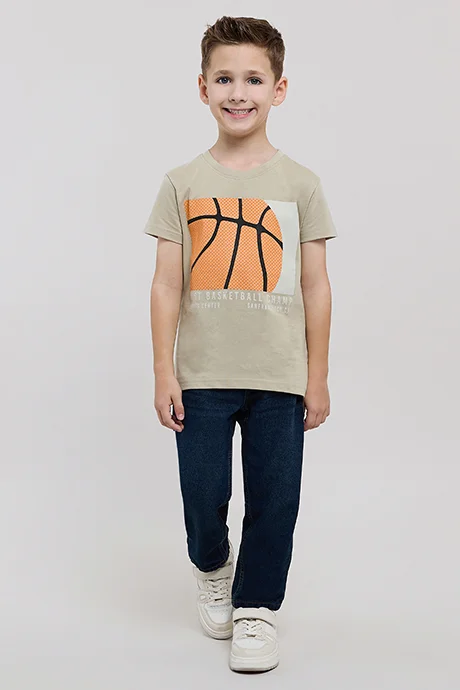 R&B Printed T-Shirt with Crew Neck and Short Sleeves