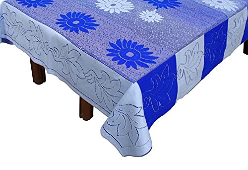 Stunning Look Flower Design 4 Seater Table Cover Cloth Centre Table Cover for Kitchen Dining Room Restaurant Party EASTTARDOMM Hotel Decoration 40 x 60 Inches Blue - Image 2