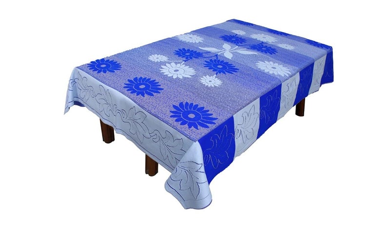 Stunning Look Flower Design 4 Seater Table Cover Cloth Centre Table Cover for Kitchen Dining Room Restaurant Party EASTTARDOMM Hotel Decoration 40 x 60 Inches Blue - Image 1