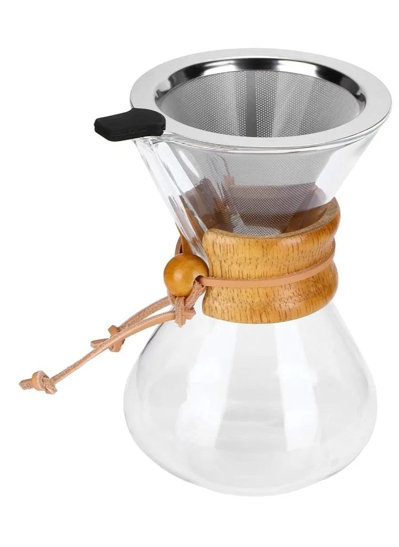 Generic Liying 400ML Manual Pour Over Coffee Maker, Glass Pot with Stainless Steel Filter for cafe, resturant, Home and Kitchen  - Image 2