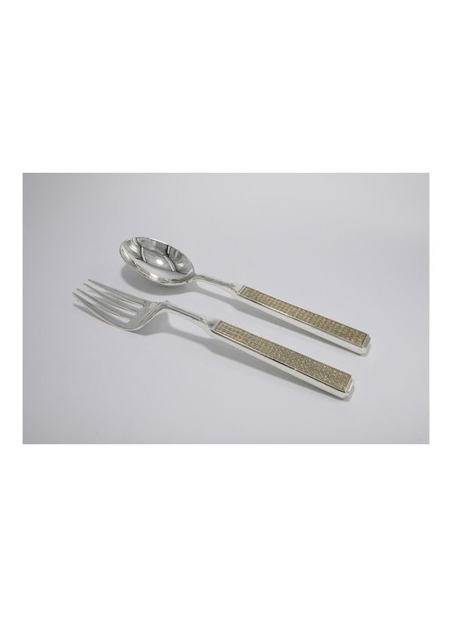 NIBEMINENT 2-Piece Salad Tools Set Silver 6x26x2cm