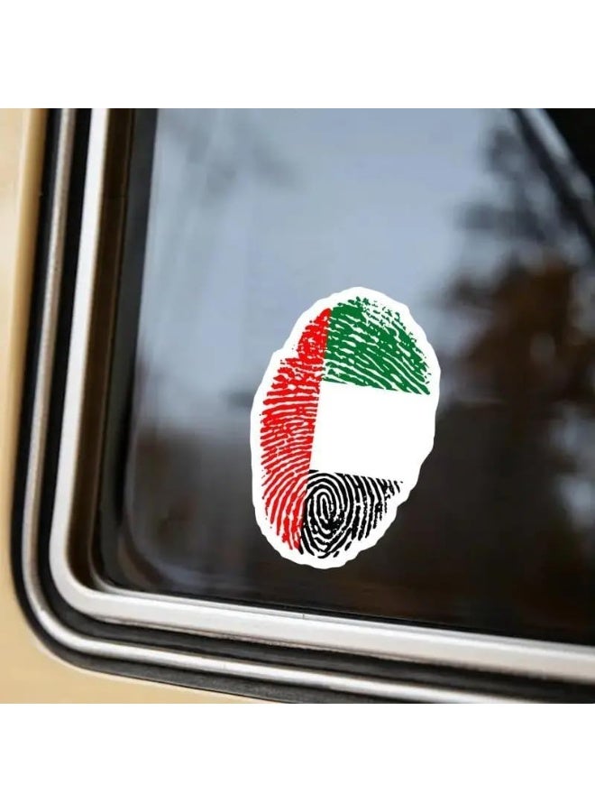 Acnor UAE Flag Fingerprint Sticker, Red Green Black White, for Car Window and Laptop, Patriotic Decal - Image 2