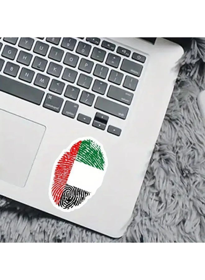 Acnor UAE Flag Fingerprint Sticker, Red Green Black White, for Car Window and Laptop, Patriotic Decal - Image 3