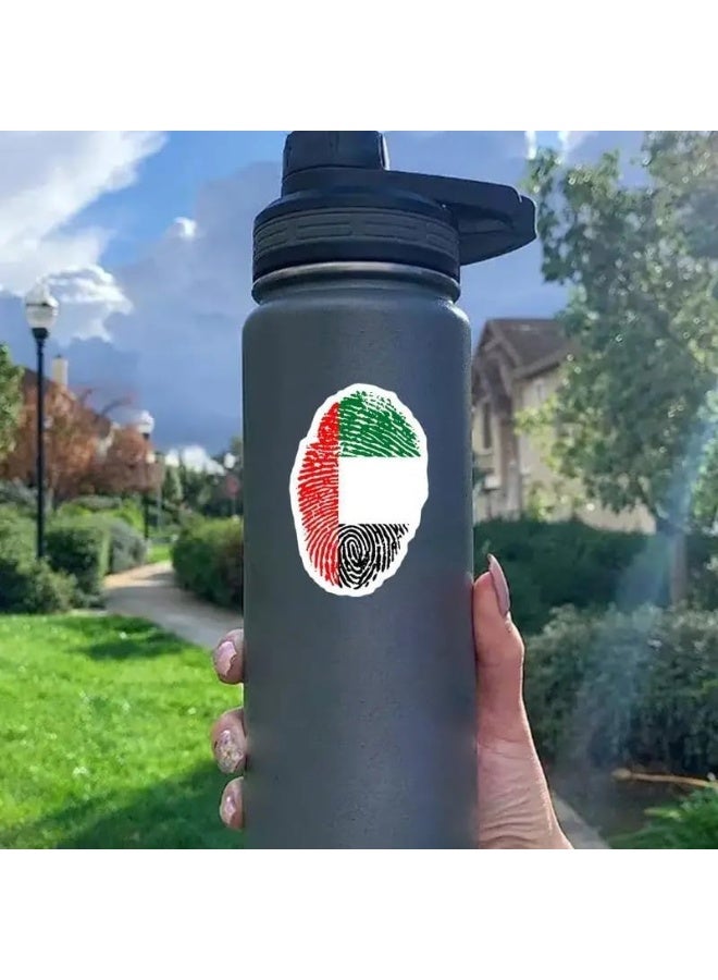 Acnor UAE Flag Fingerprint Sticker, Red Green Black White, for Car Window and Laptop, Patriotic Decal - Image 5