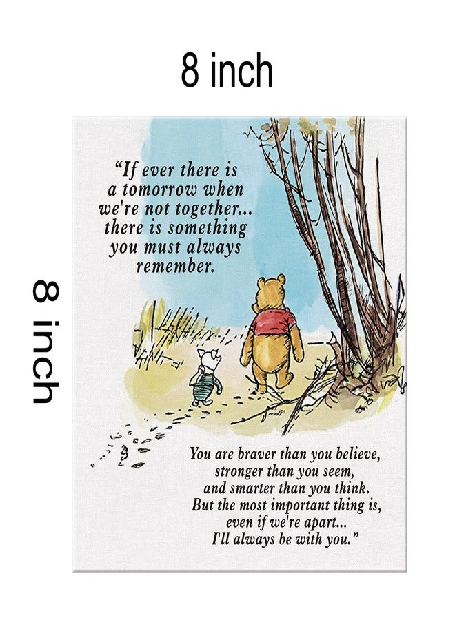Dolimifa Classic Winnie the Pooh Wall Art Decor If Ever There Is A Tomorrow Quote Canvas Painting Pictures Framed Print Sign Artwork Ready to Hang for Home Nursery (8x8 Inch) - Image 3