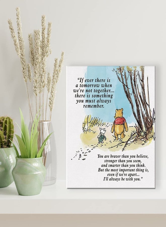Dolimifa Classic Winnie the Pooh Wall Art Decor If Ever There Is A Tomorrow Quote Canvas Painting Pictures Framed Print Sign Artwork Ready to Hang for Home Nursery (8x8 Inch) - Image 4
